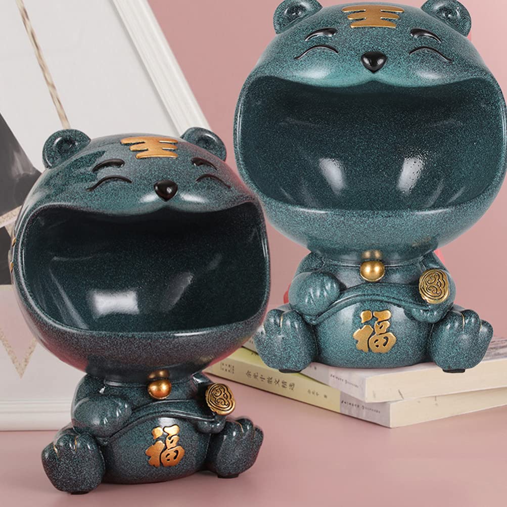 Year of The Tiger Resin Storage Bowl - Cute Animal Succulent Planter, Pen Holder, Key Organizer & Jewelry Tray for Office & Home Decor | Multi-Purpose Desk Organizer for Plants, Stationery & Accessories