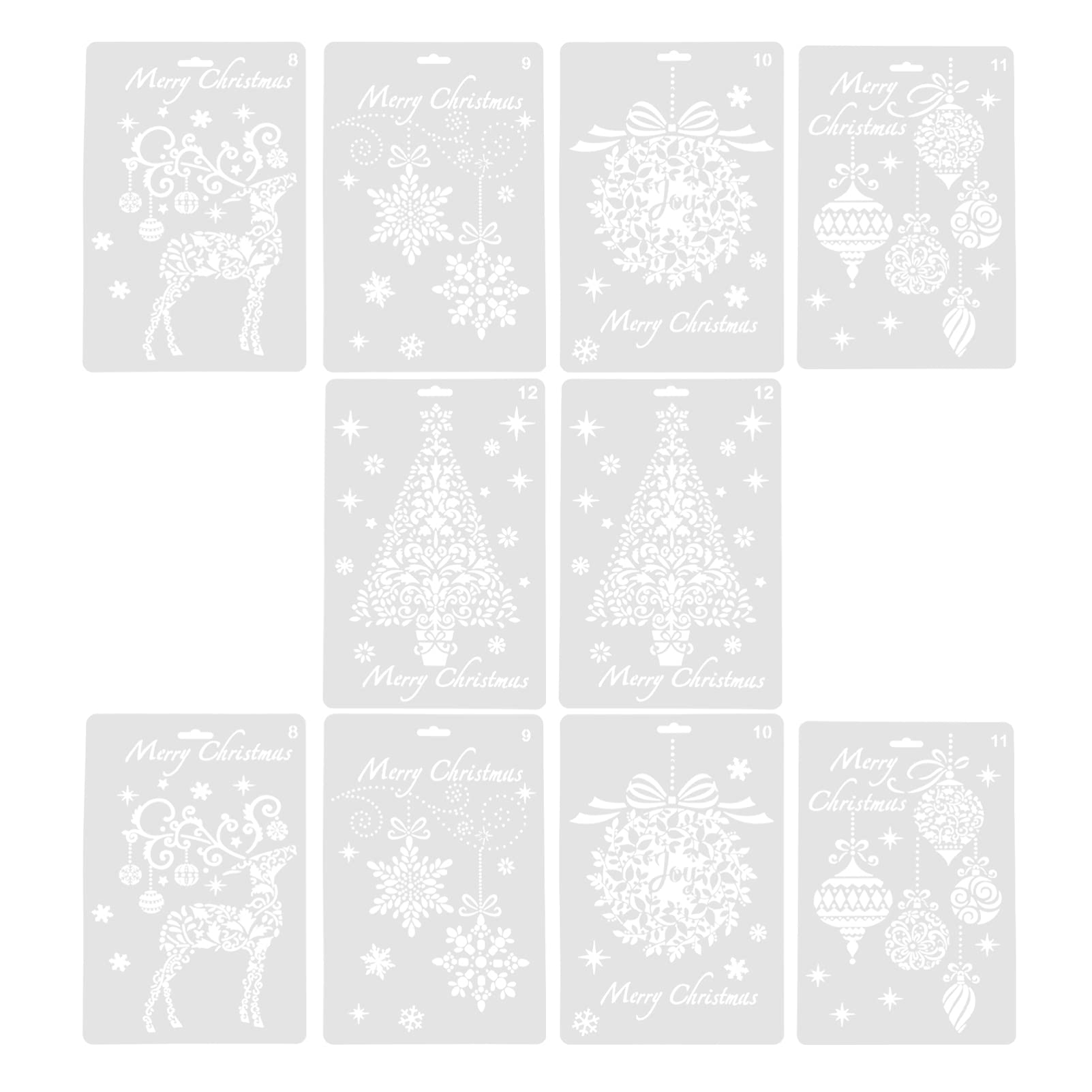 EXCEART 10-Piece Reusable Christmas Painting Stencils Set - Plastic Craft Templates for DIY Holiday Cards, Scrapbooking, Home Decor & Preschool Activities (Perfect for Xmas Gifts, Classroom Projects & Festive DIY Crafts)