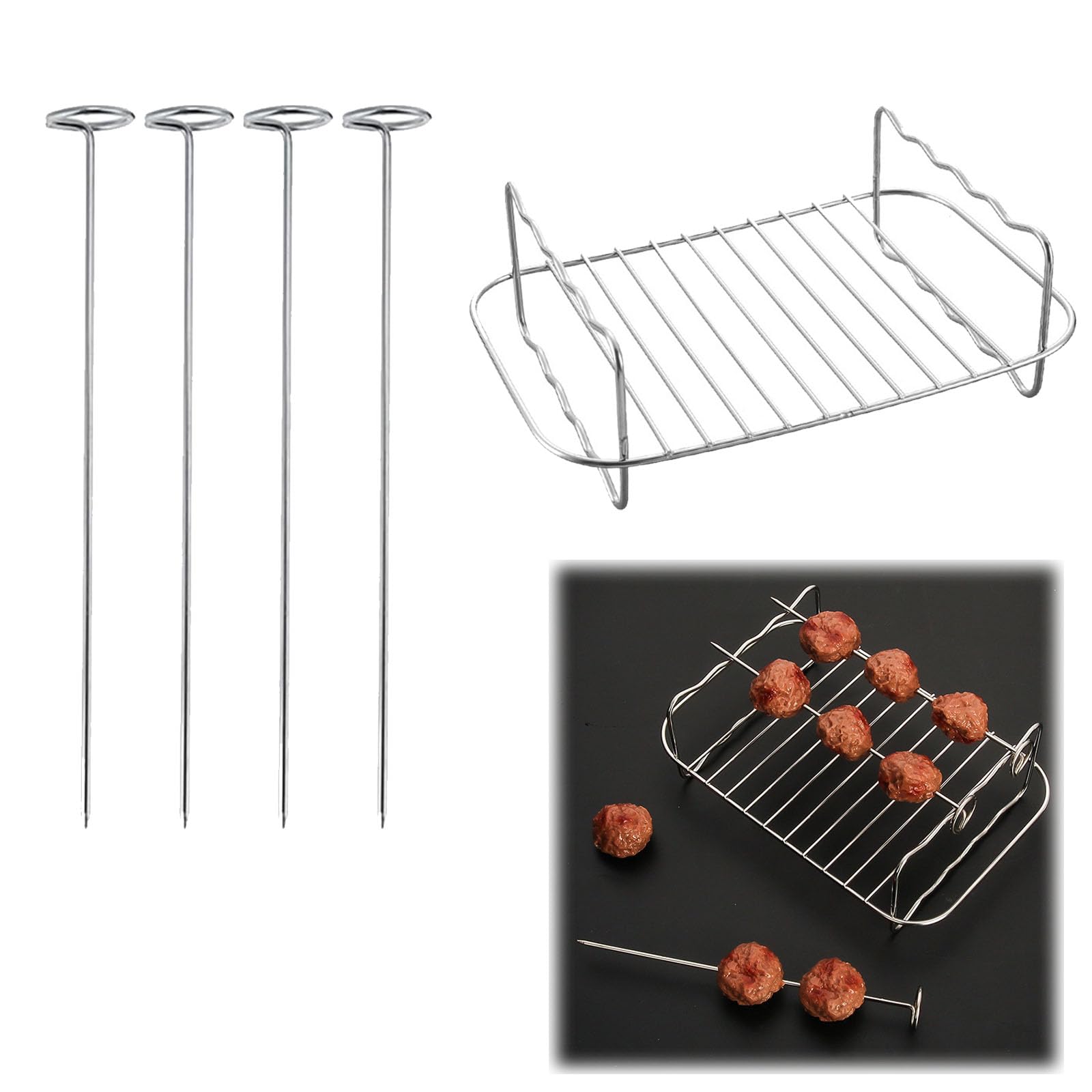Air Fryer Accessories Set - Double Layer Multifunctional Rack & Grid for Hot Air Fryers - Perfect for Baking, Roasting, and Frying Healthy Meals at Home