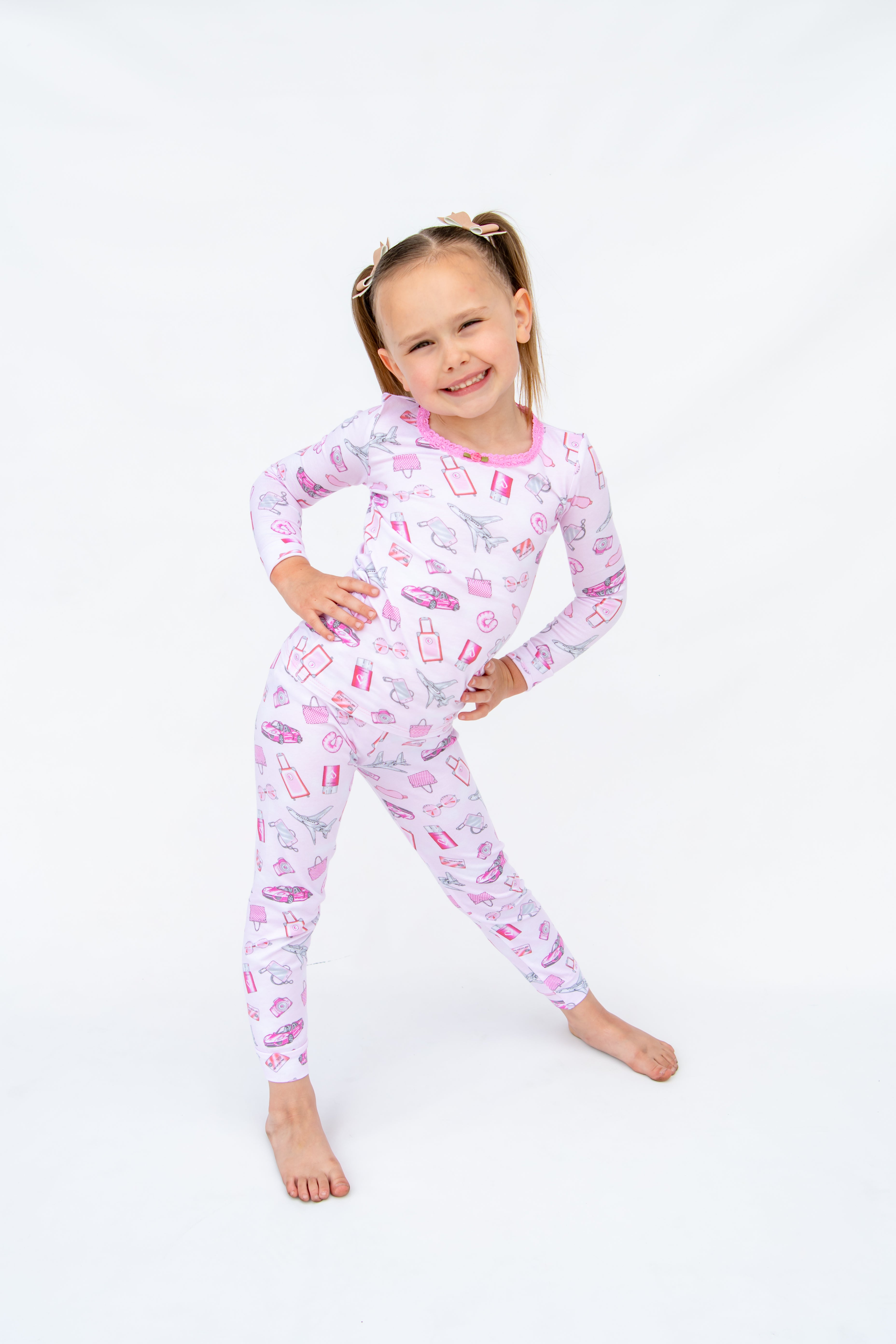 Stylish Pink Jetset Long Sleeve Lounge Set - Soft & Comfortable Women's Loungewear for Home, Travel & Relaxation