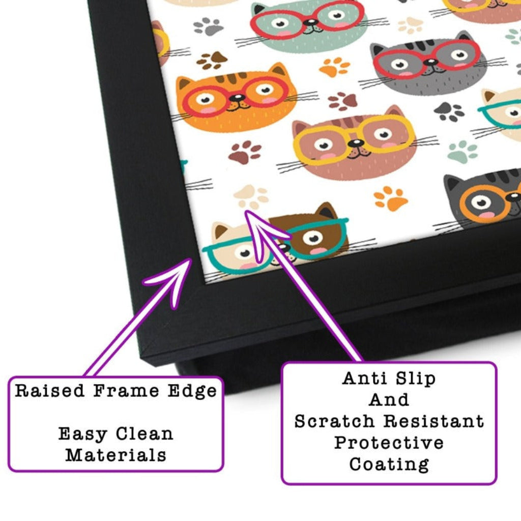 Bourbon Black Cat Lap Tray by Fabulous Felines - Stylish Wooden Serving Tray for Breakfast in Bed, Sofa Snacking & Home Decor - Perfect Gift for Cat Lovers