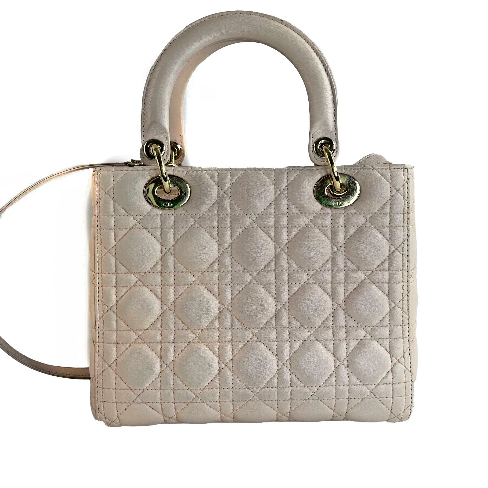 Christian Dior Medium Lady Dior Handbag in Rose Poudre | Luxury Quilted Leather Tote Bag with Gold-Tone Hardware | Perfect for Work, Evening Events & Special Occasions
