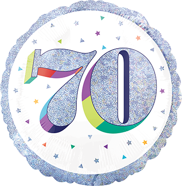 45cm Standard Holographic 'Here's to Your Birthday' 70 Balloon - Perfect for Birthday Parties, Anniversaries & Celebrations