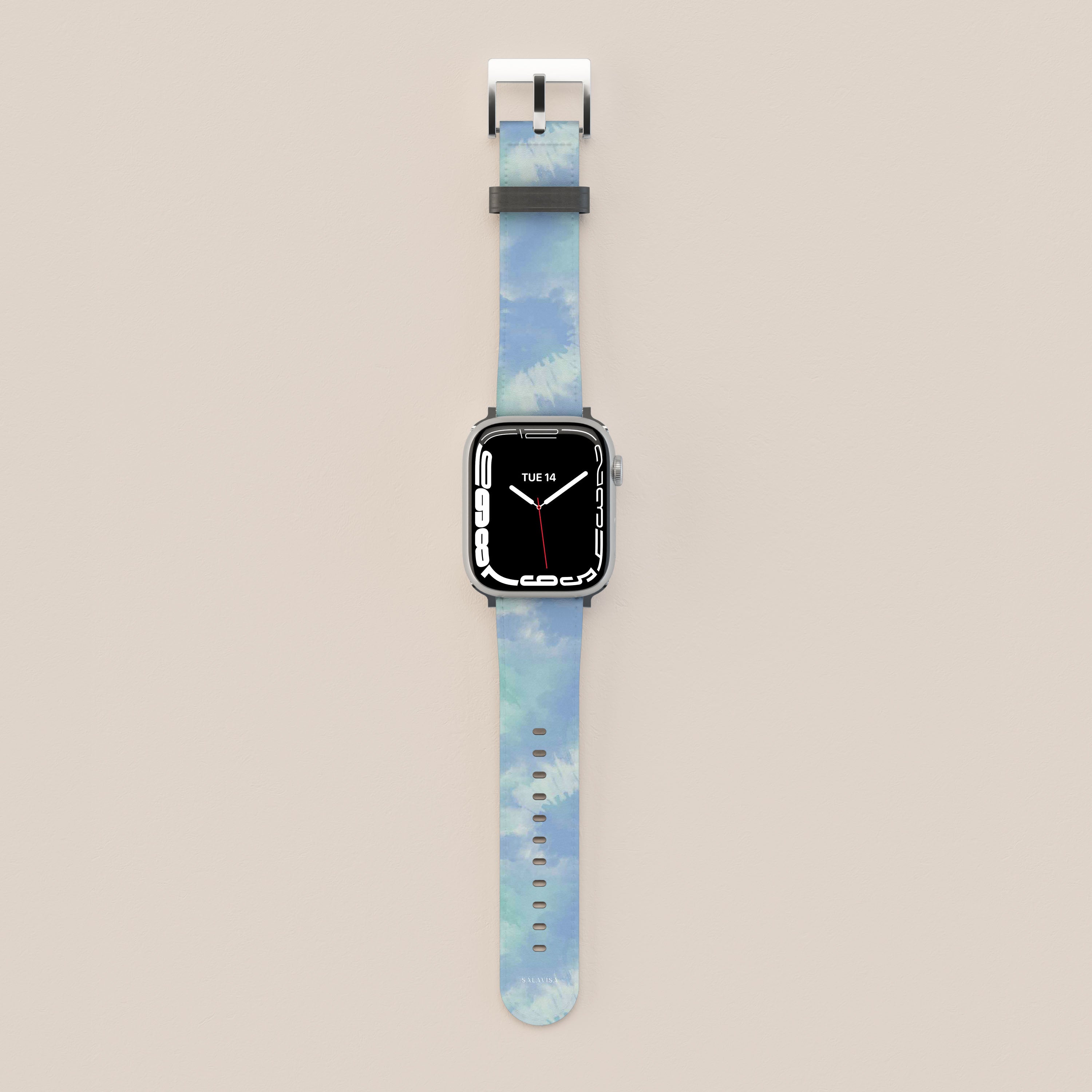 Ocean Green Tie Dye Apple Watch Band - Soft Silicone Replacement Strap for Apple Watch Series 9/8/7/6/SE/5/4/3/2/1 - Perfect for Yoga, Running, Workouts & Everyday Wear