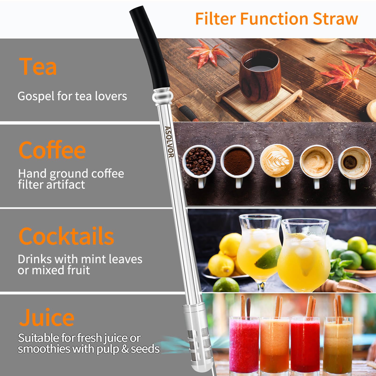 Eco-Friendly Reusable Stainless Steel Straws - 7.6