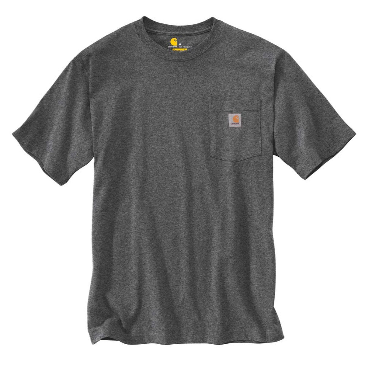 Carhartt Loose Fit Heavyweight Short Sleeve Pocket T-Shirt for Men - Carbon Heather - Durable Workwear for Construction, Farming & Outdoor Activities