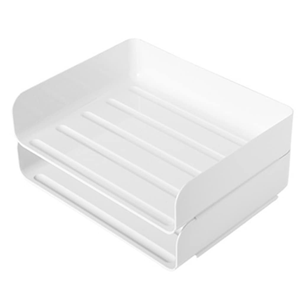 White 2-Tier Plastic Desk File Organizer - Stackable Letter Tray for Paper Storage, Office Supplies & Desktop Organization - Perfect for Home, Office & School Workspaces