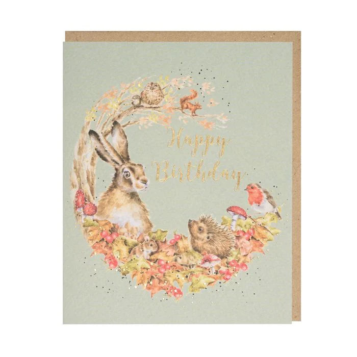 Wrendale Designs Birthday Foraging Foray Greeting Card - Gold Foiled - Perfect for Birthday Wishes & Special Occasions