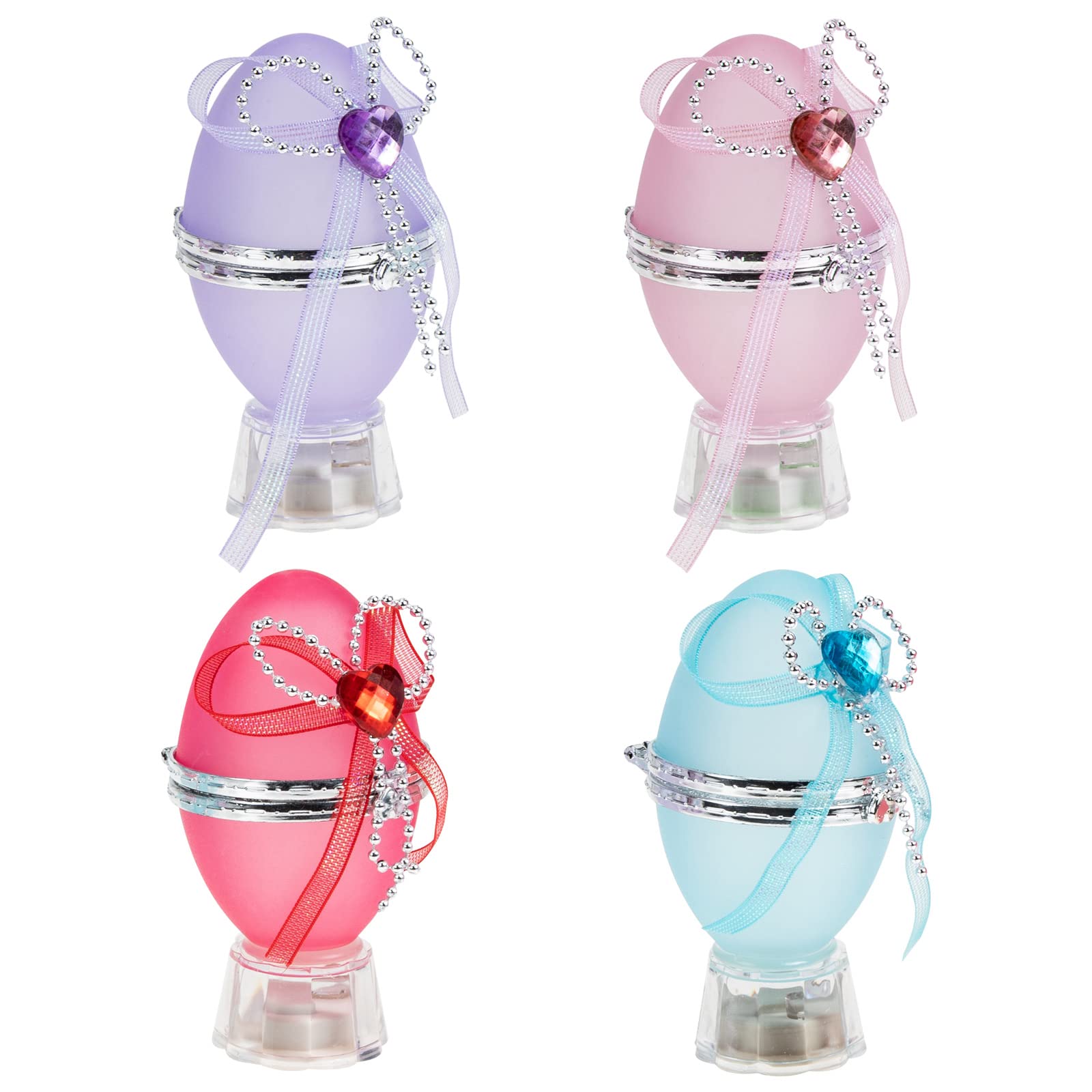 LUOZZY 4-Piece Glowing Egg Toy Flashlight Set - Acrylic DIY Creative Jewelry Storage Box for Kids & Adults | Perfect for Birthday Gifts, Party Favors, and Home Decor