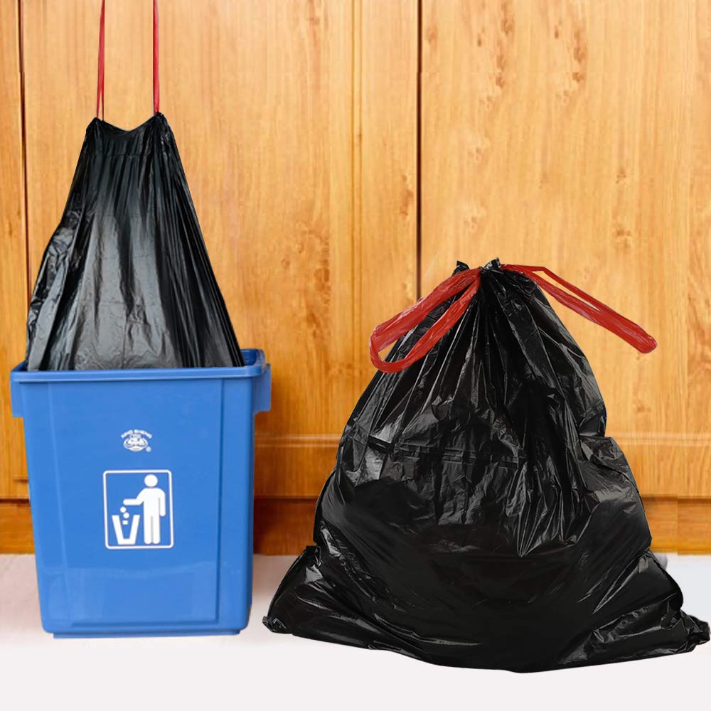 8 Gallon Kitchen Drawstring Trash Bags - 220 Count Black for Home & Office