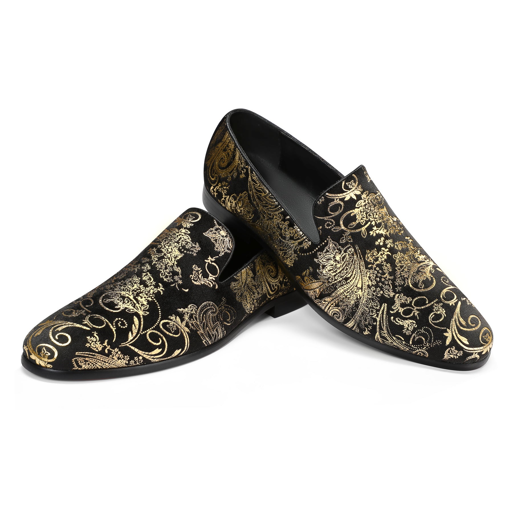 Men's Gold Round Toe Low Top Loafers - Comfortable Casual Slip-On Shoes for Work, Office & Everyday Wear