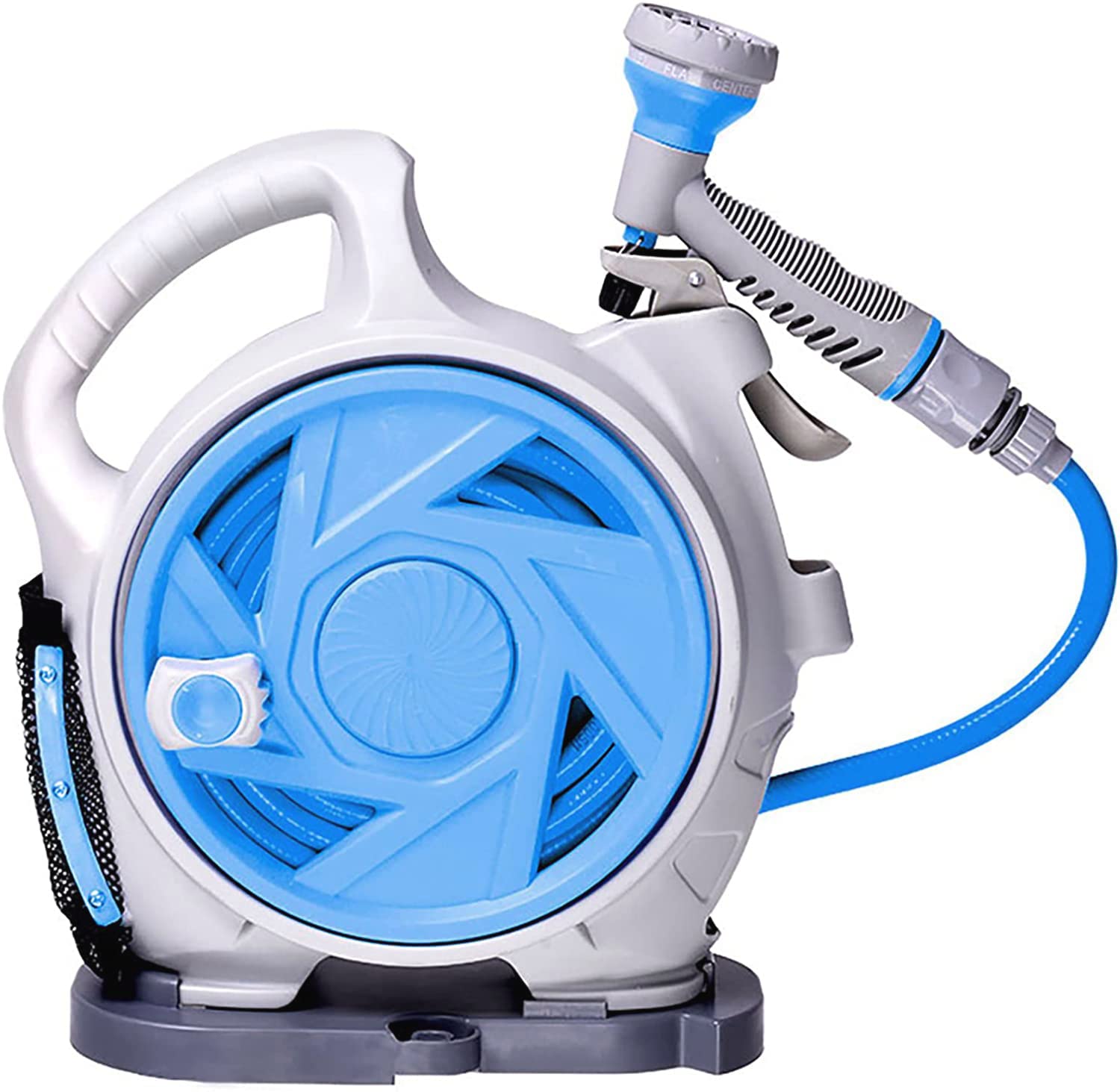 HIGOOD 50FT Retractable Garden Hose Reel Wall Mount with 7 Spray Patterns - Portable Water Hose Reel for Outdoor Cleaning, Lawn Watering, Car Washing & Patio Maintenance