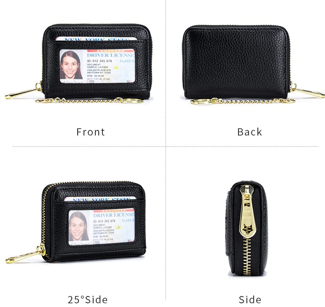 Genuine Leather RFID Blocking Women's Wallet - Credit Card Holder & Keychain for Travel (Yellow)
