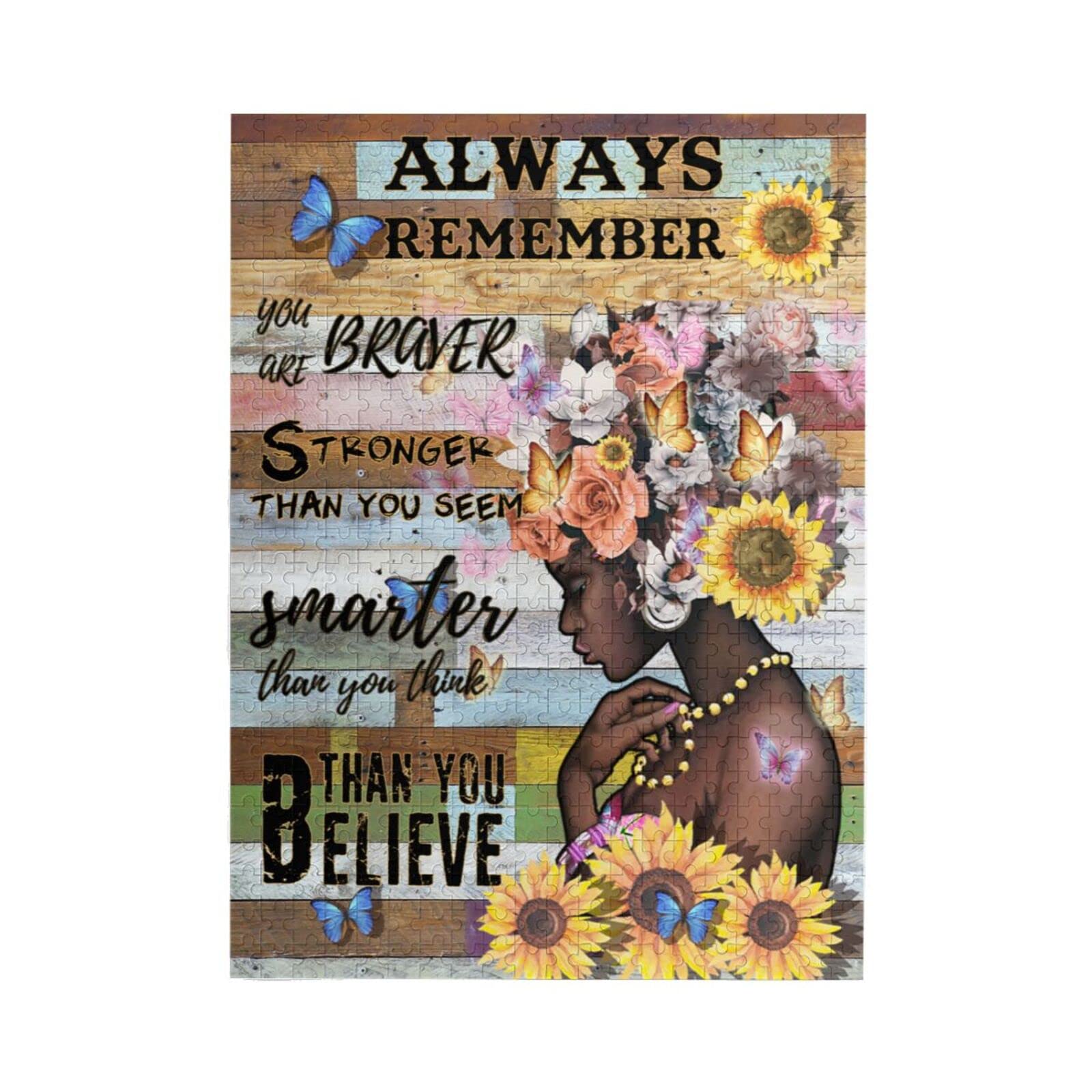 500-Piece African American Butterfly Jigsaw Puzzle - Inspirational Black Girl Artwork, Wooden Home Decor for Adults - Stress Relief & Fun Activity for Family Game Nights & Office Break Rooms