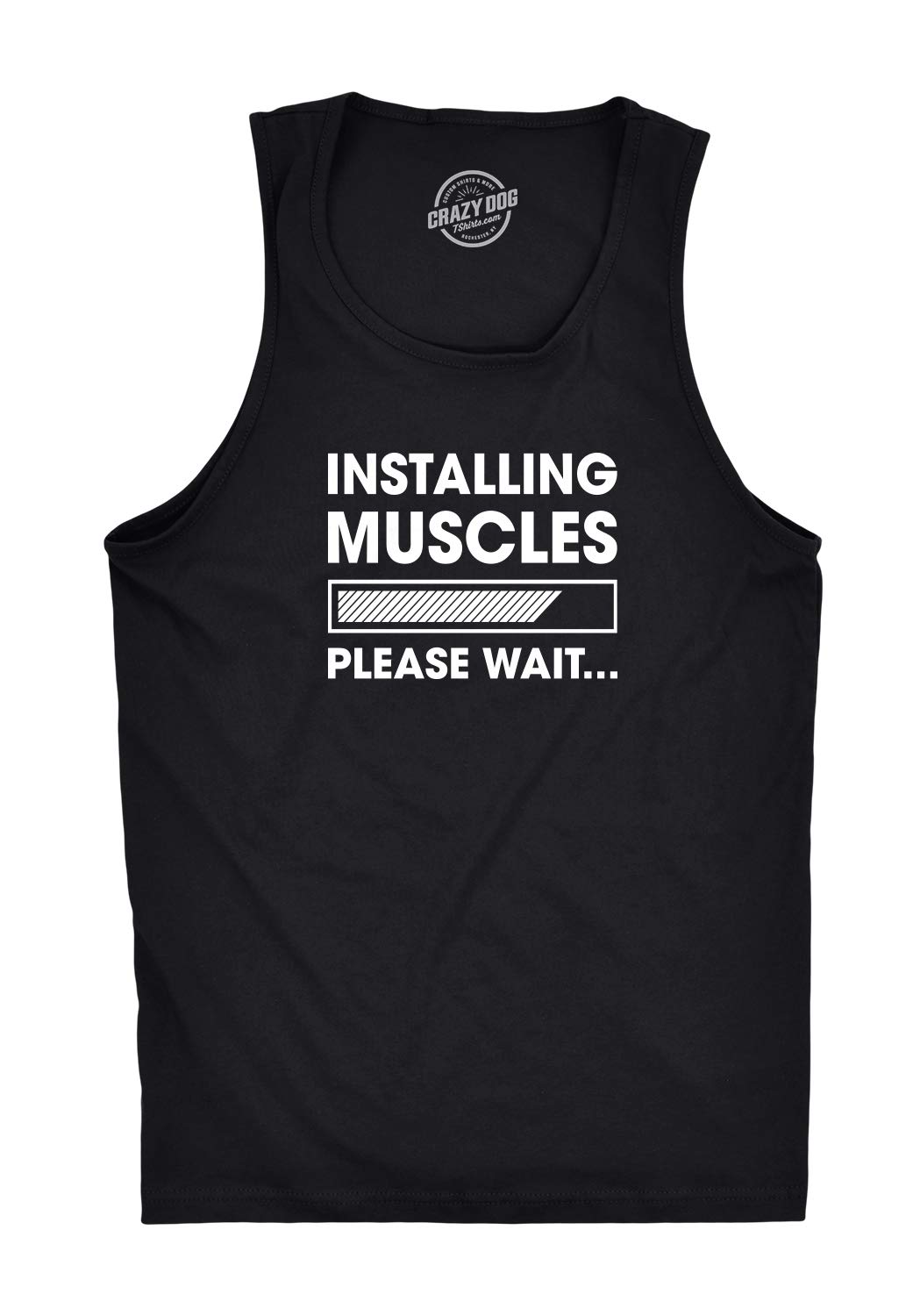 Funny Men's Workout Tank Top - Installing Muscles Please Wait Fitness Shirt for Gym, Running & Casual Wear