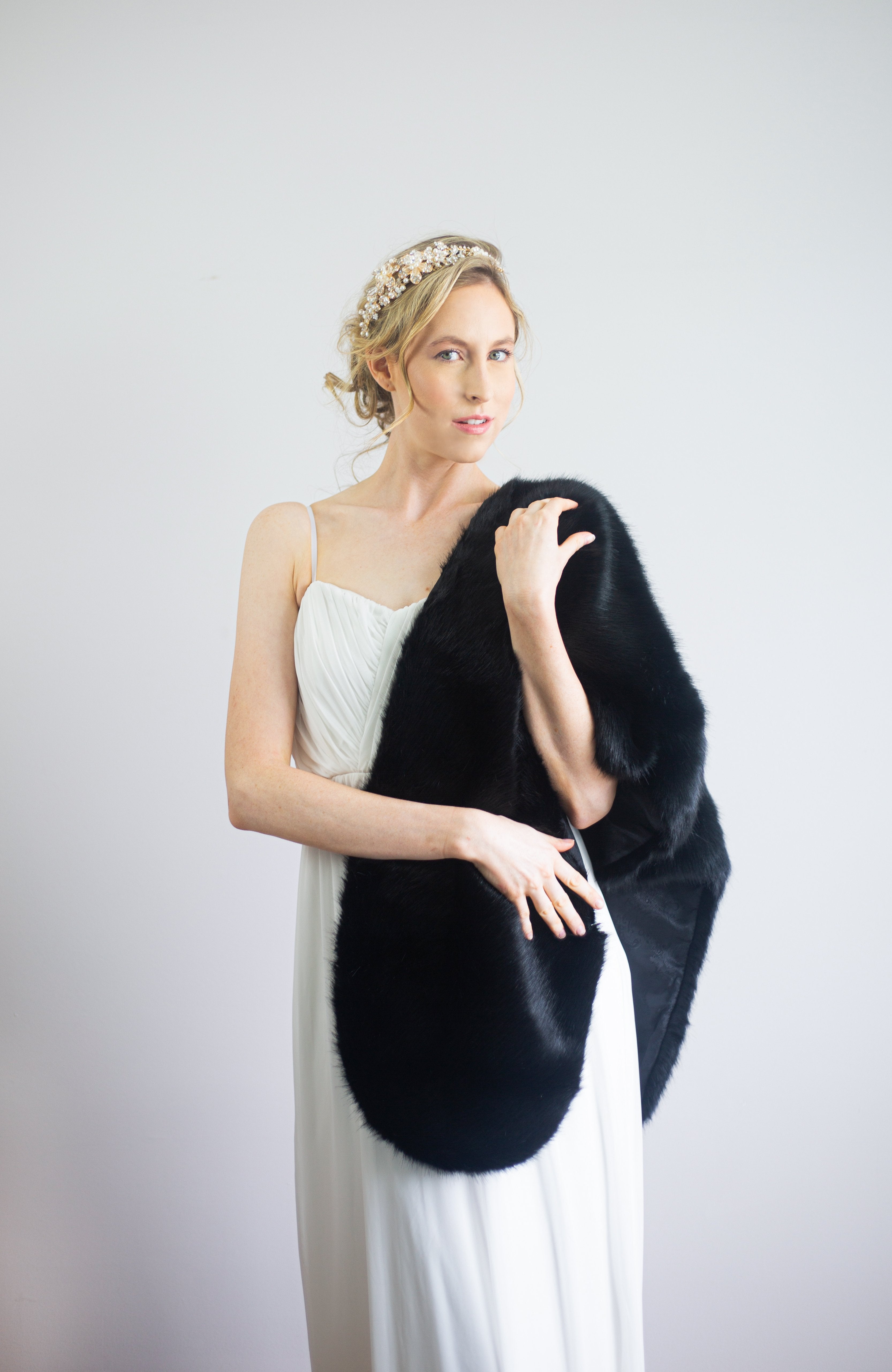 Black Faux Fur Shawl Wrap - Elegant Butterfly Blk05 Design for Women - Perfect for Evening Parties, Weddings, and Winter Fashion Accessories