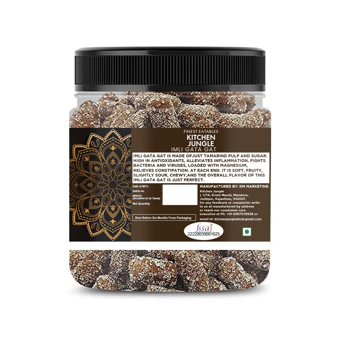 Kitchen Jungle Imli Gatagat Candy - Sweet & Sour Flavor (Churan) - 400g Jar - Perfect for Snacking, Parties & Gifting