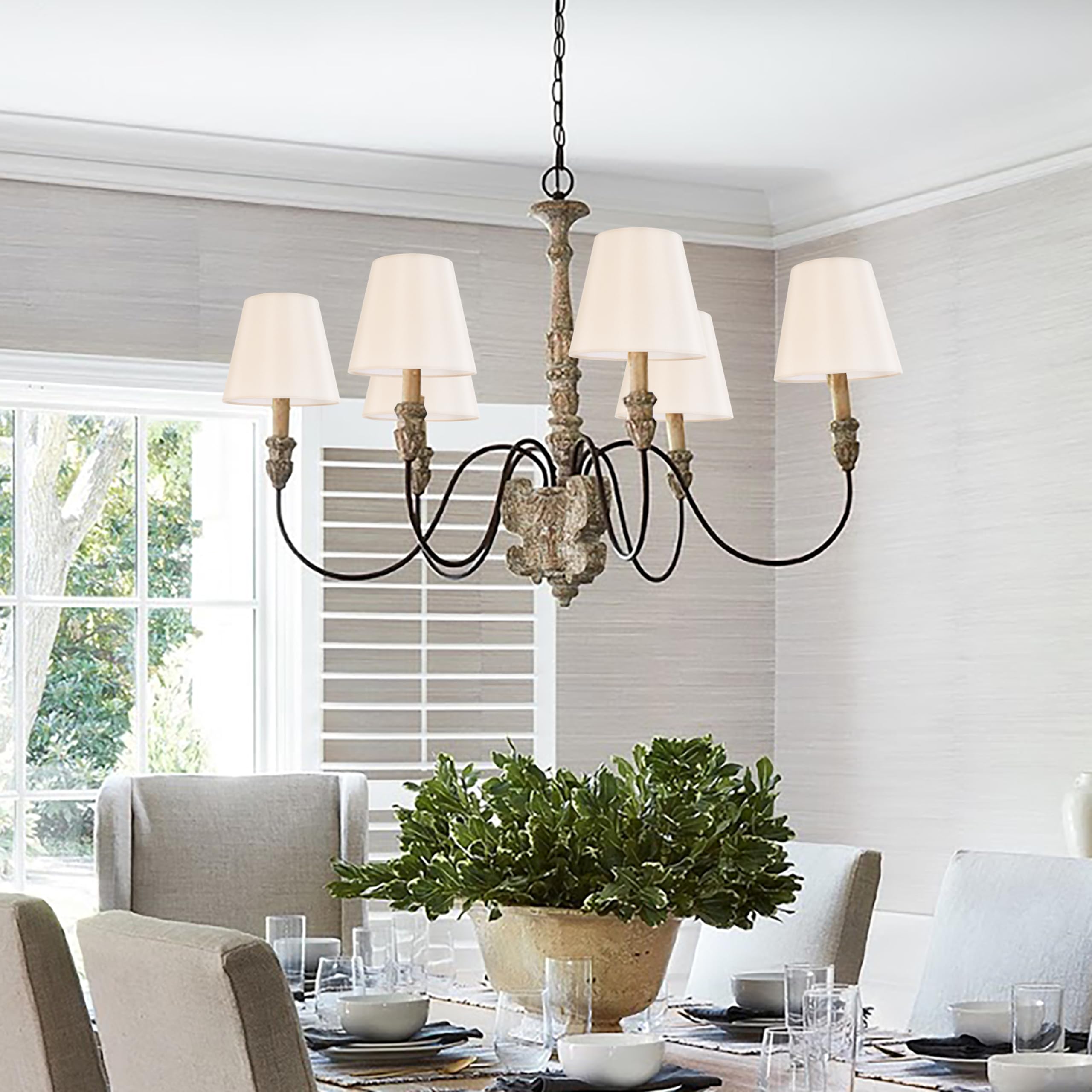 Set of 6 Cream Chandelier Lamp Shades - 4
