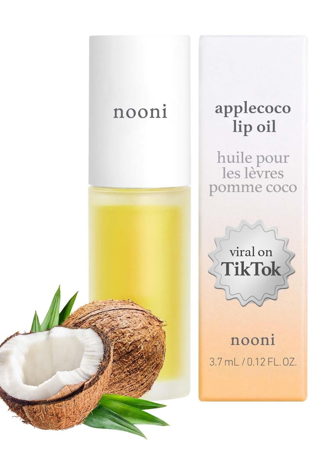 NOONI Vegan Appleseed Lip Oil - Moisturizing & Plumping for Dry Lips | Daily Hydration