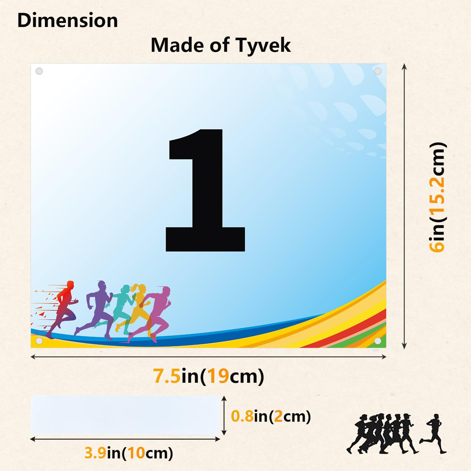 Tyvek Race Bibs - Durable Running Numbers with Bib Tape (No Pins Needed) for Marathon, Track, Sports Events - Perfect for Runners, Tryouts & Auditions