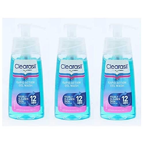Clearasil Rapid Action Gel Wash for Acne Treatment - 3 Pack (150ml Each) - Deep Cleansing Face Wash for Oily & Acne-Prone Skin - Daily Skincare Routine