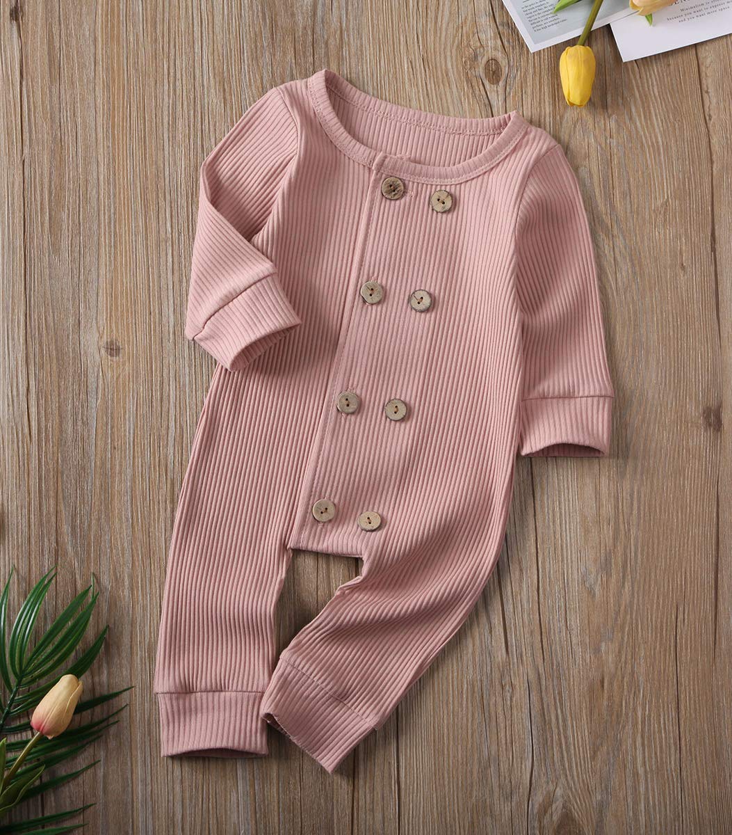 Newborn Baby Boy & Girl Long Sleeve Romper - Soft Knit Solid Jumpsuit Pajamas, Footless Sleeper Coveralls - Toddler Clothes for Playtime, Sleep & Everyday Wear