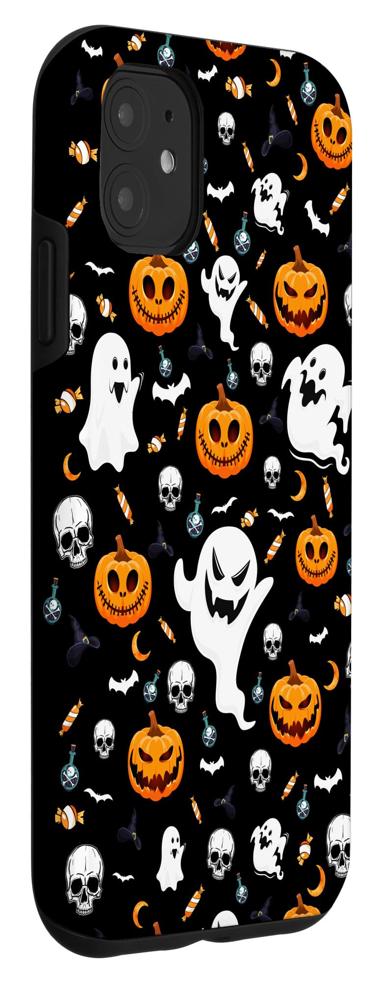 Halloween iPhone 11 Case - Spooky Pumpkin, Bat, Skull & Ghost Design | Protective Phone Cover for Trick or Treat, Parties & Fall Festivals