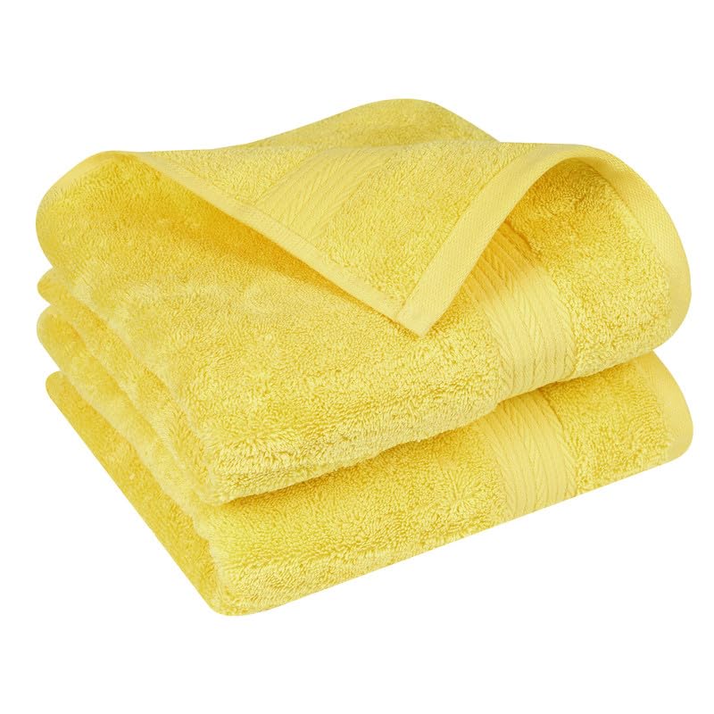 Premium 18x28 Inch 100% Cotton Bathroom Hand Towels - 600 GSM Ultra Absorbent, Soft & Quick-Drying (Set of 2, Yellow) - Perfect for Guest Bathrooms, Powder Rooms & Spa-Style Luxury
