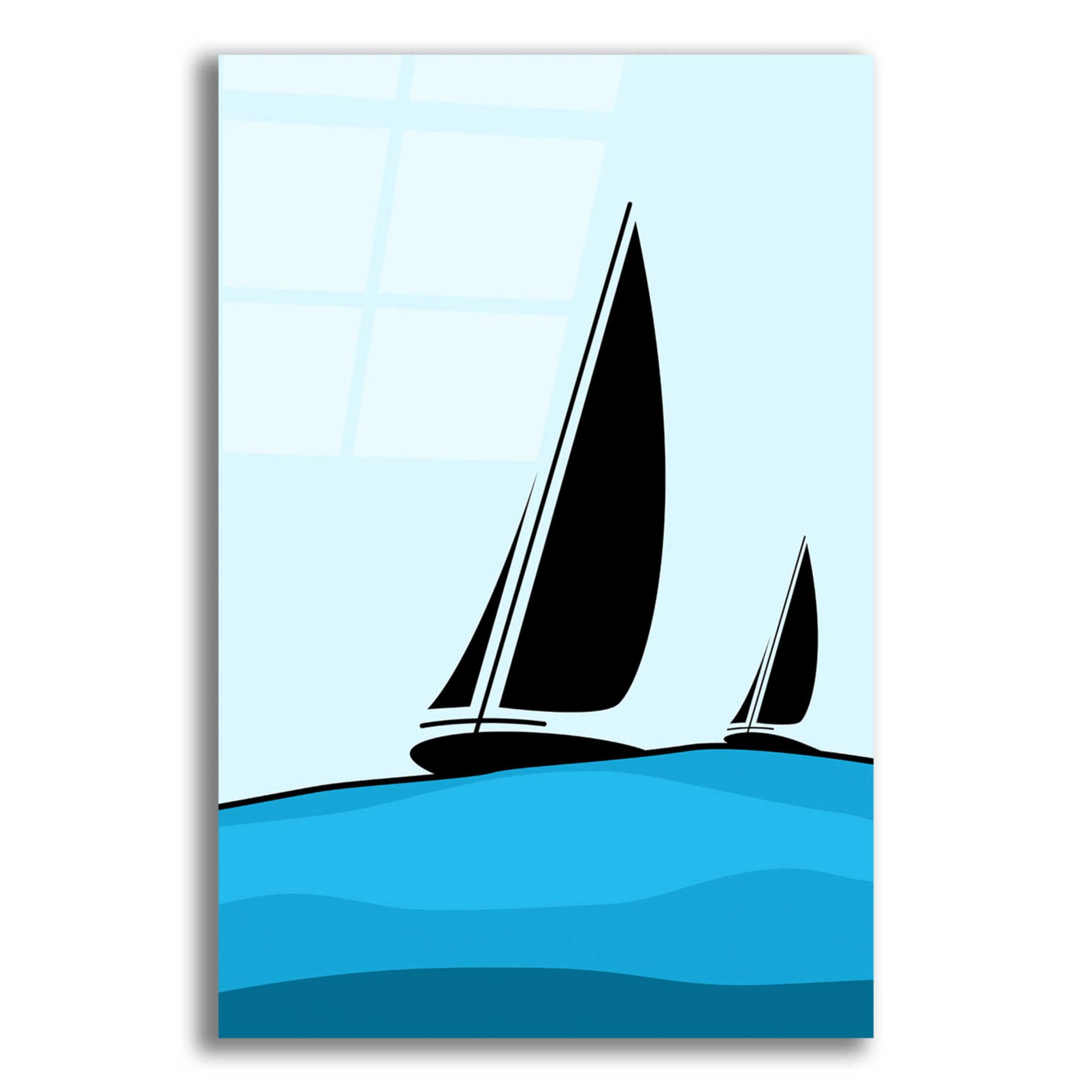 Epic 'Sailing' Acrylic Glass Wall Art by Ayse - 16x24 Inch Modern Ocean Painting for Living Room, Bedroom & Office Decor