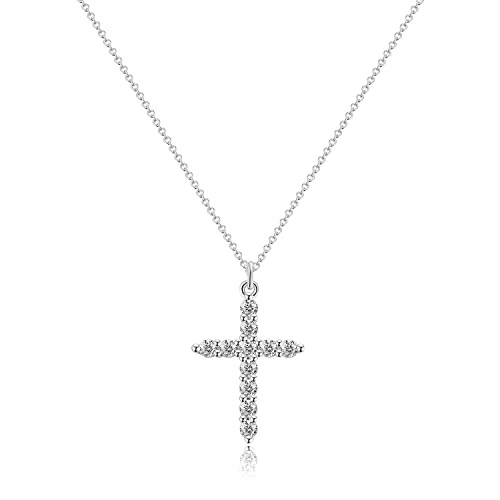 cz silver cross necklace