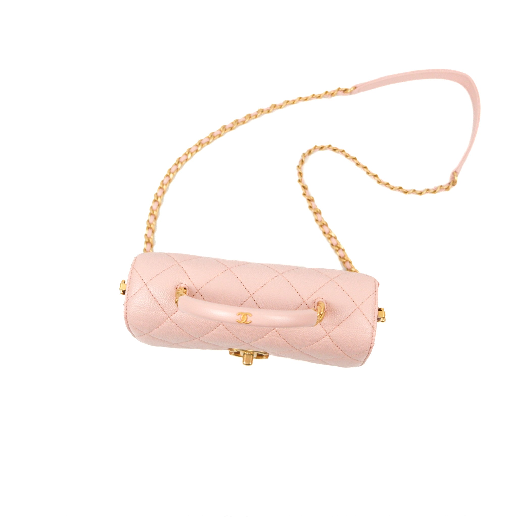 Chanel Carry Me Top Handle Flap Bag in Pink Caviar Leather with Aged Gold Hardware 23S Collection - Perfect for Date Nights, Parties & Special Occasions