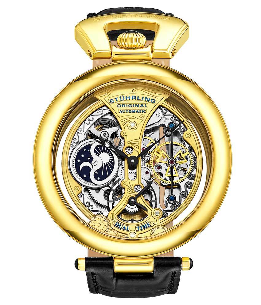 Emperor's Grandeur 127A Automatic 49mm Skeleton Watch for Men - Luxury Mechanical Timepiece with Open Heart Design - Perfect for Formal Events, Business Meetings & Special Occasions