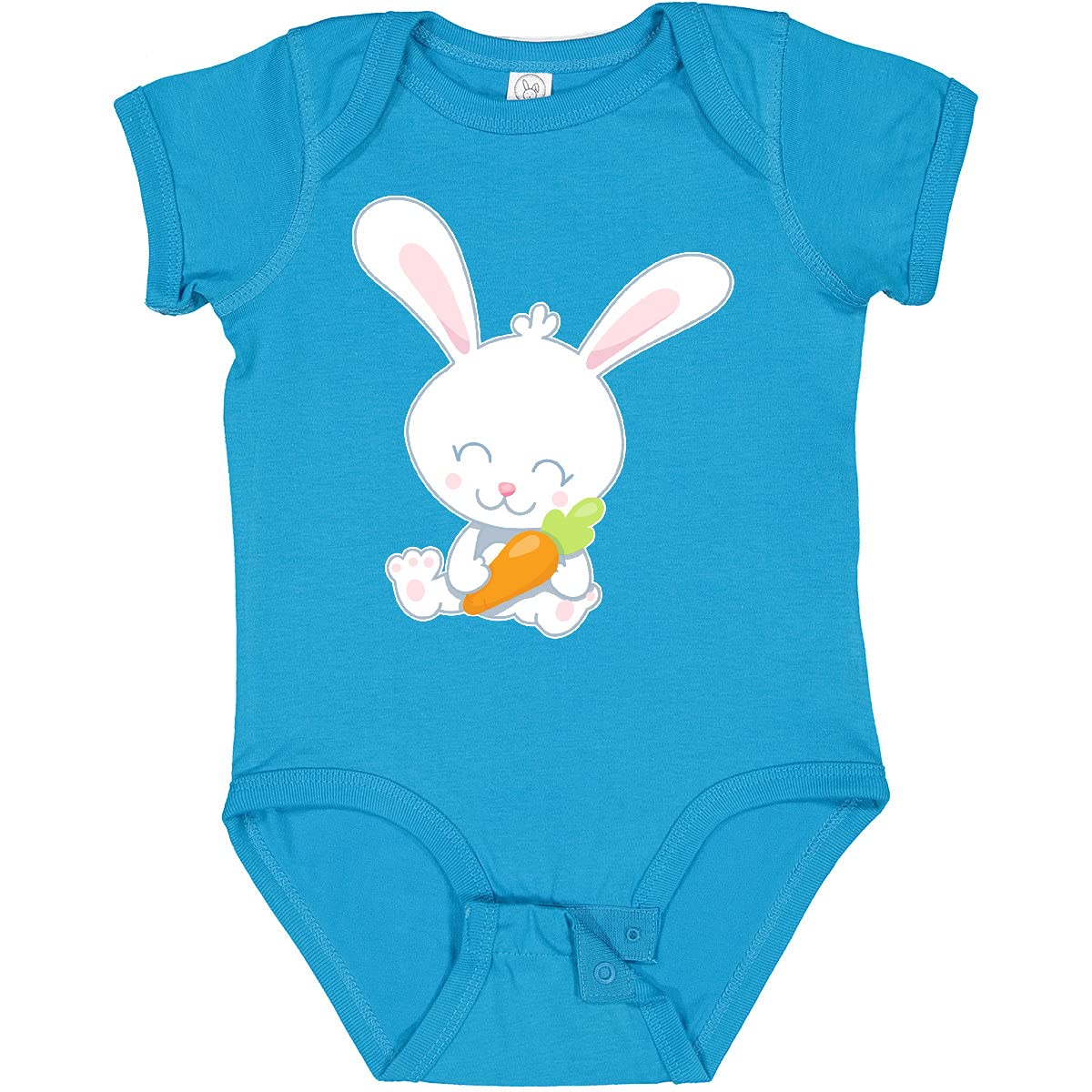 Inktastic Cute Easter Bunny Holding Carrot Baby Bodysuit - Soft Cotton Infant Onesie for Easter Outfits & Holiday Photos