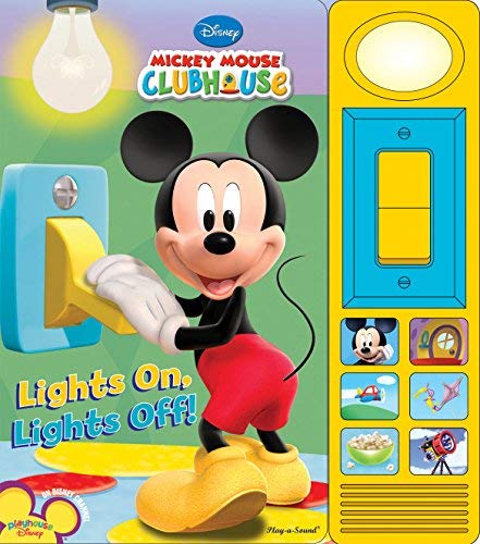 Mickey Mouse Clubhouse: Lights On, Lights Off! Interactive Board Book for Kids - Fun Early Learning Educational Toy for Toddlers & Preschoolers | Bedtime Story, Gift Idea, Disney Character Playtime