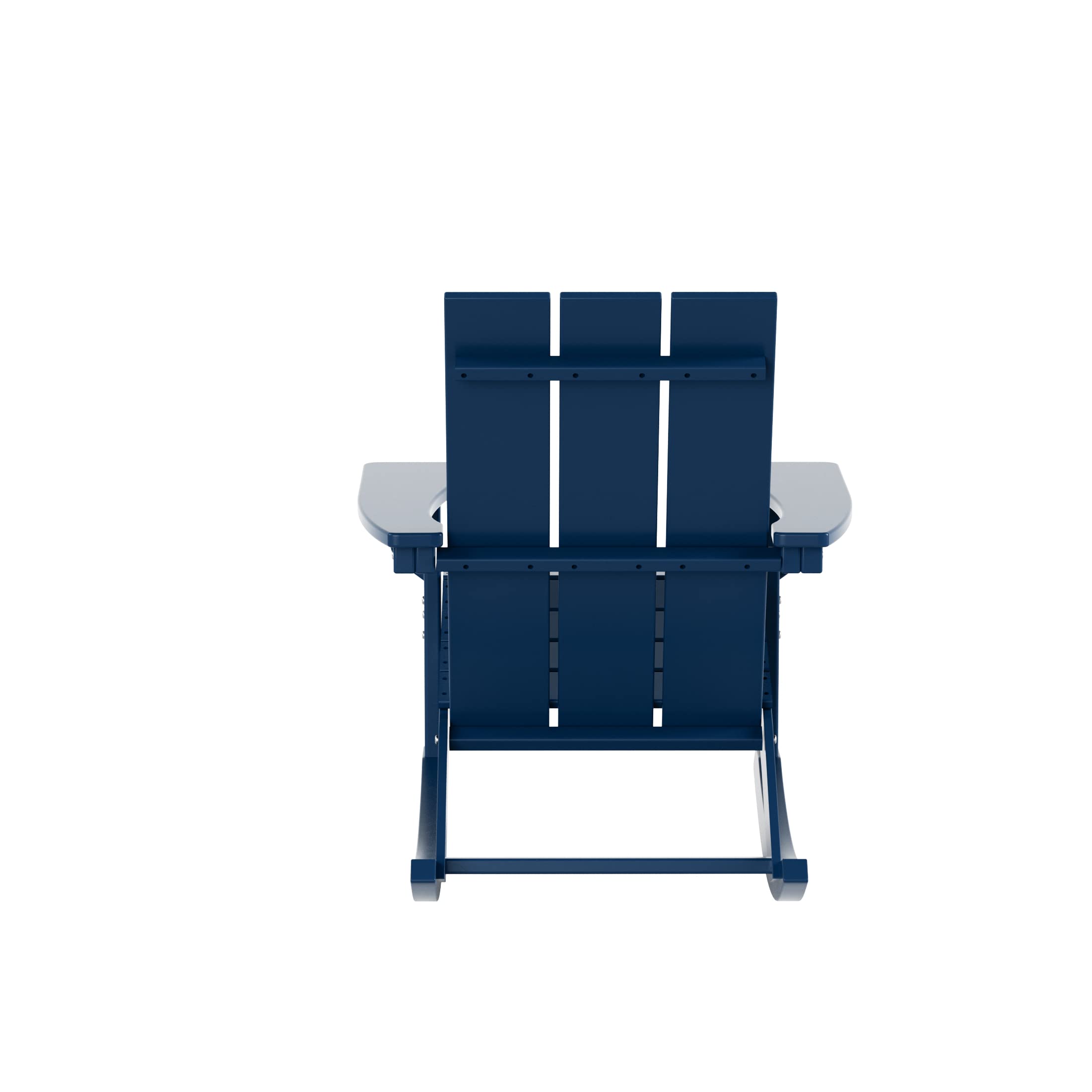 WO Home Furniture 4-Piece Patio Rocking Chair Set - Modern Outdoor HDPE UV-Resistant Rocking Chairs (Navy Blue) for Garden, Porch, Deck & Backyard Relaxation