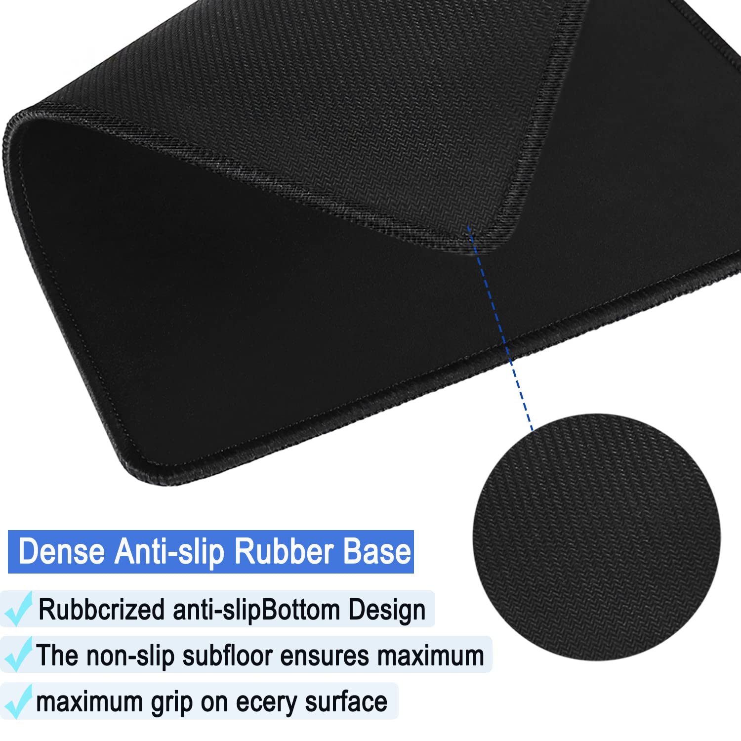 Upgraded Large Gaming Mouse Pad 30% Bigger - Non-Slip Rubber Base, Waterproof, Durable Stitched Edges - 11.8