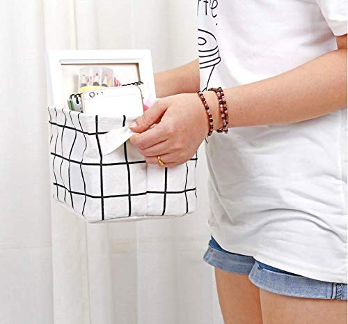 Mini Storage Baskets (Pack of 5) - 8x6x5.5 Inch Canvas Organizer Bins for Makeup, Books, Baby Toys & Home Decor - Perfect for Bedroom, Bathroom & Nursery Organization