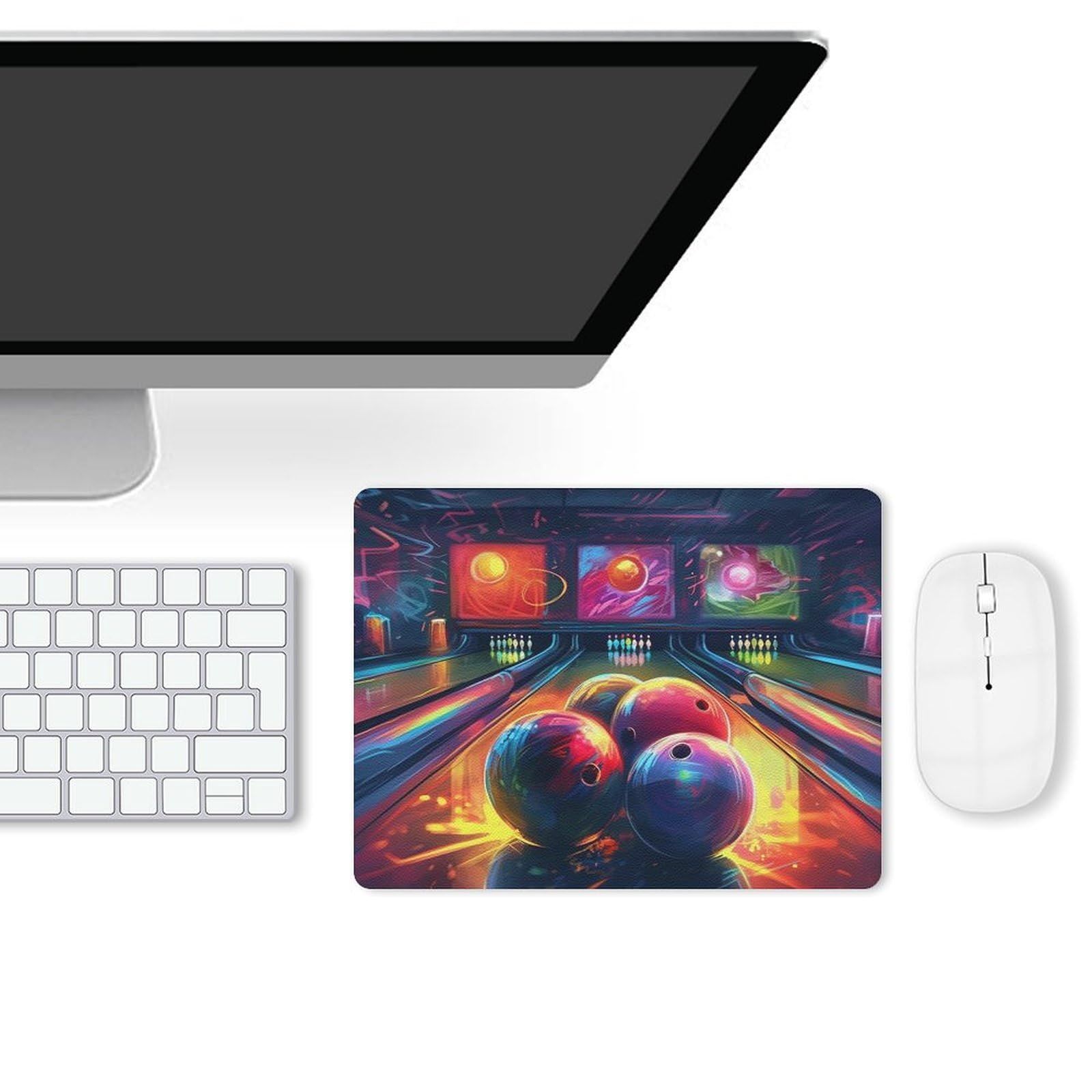 Personalized Leather Mouse Pad with Bowling Balls Design - Anti-Slip Gaming & Office Desk Mat for Computer, Laptop, Home & Work (Perfect Gift for Gamers & Professionals)