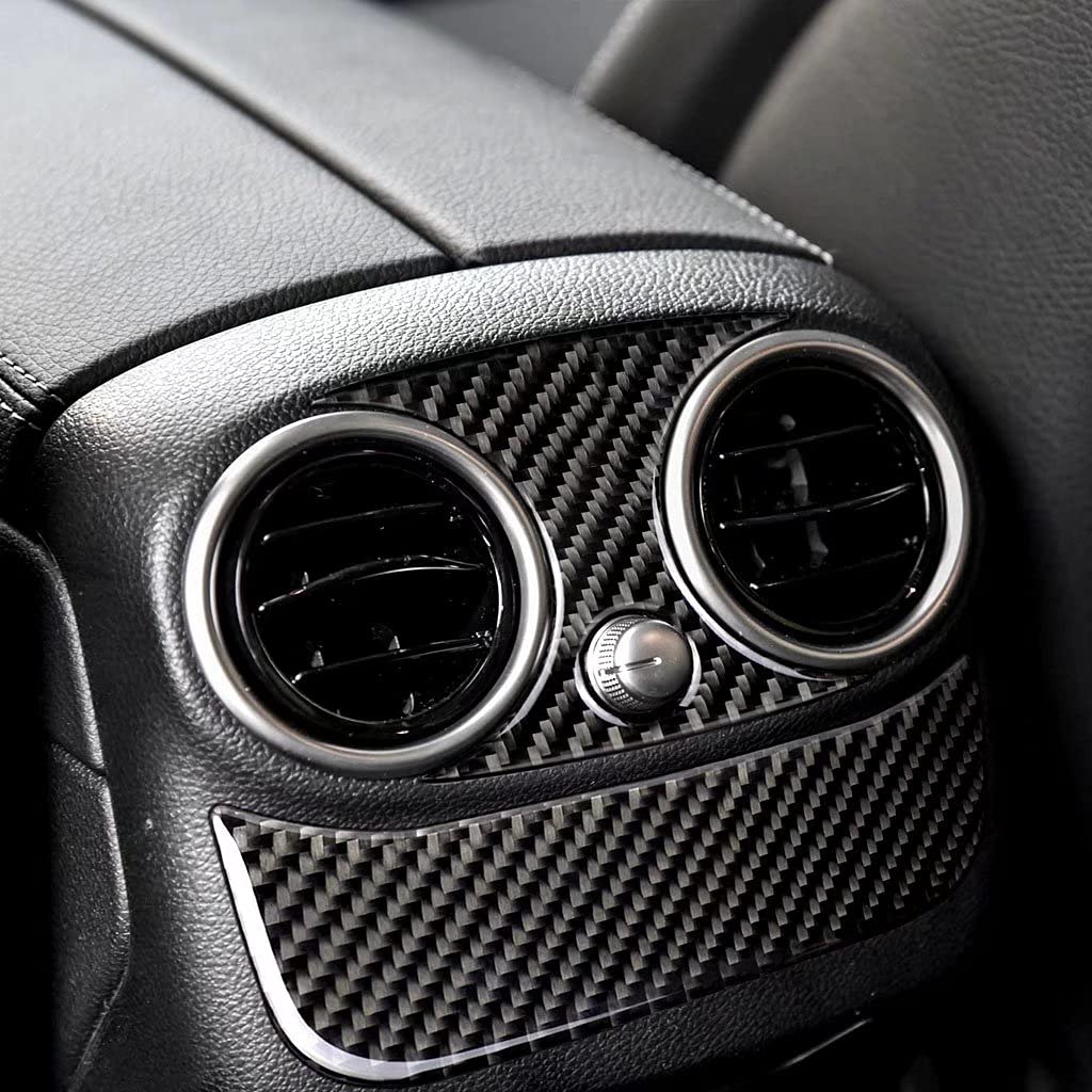 Mercedes-Benz C Class W205 C180 C200 GLC Carbon Fiber Rear AC Vent Frame Cover Trim Sticker - Black Interior Accessory for Enhanced Car Aesthetics