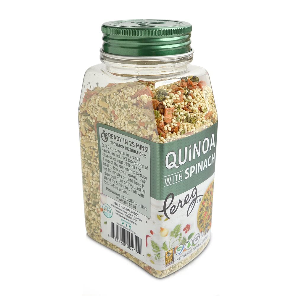 Organic Quinoa Spinach Mix - 10.58 Oz (6-Pack) | Gluten-Free, Vegan, Non-GMO, Kosher Certified Superfood | High Protein Whole Grain for Weight Loss | Perfect for Healthy Side Dishes, Quick Meals & Meal Prep