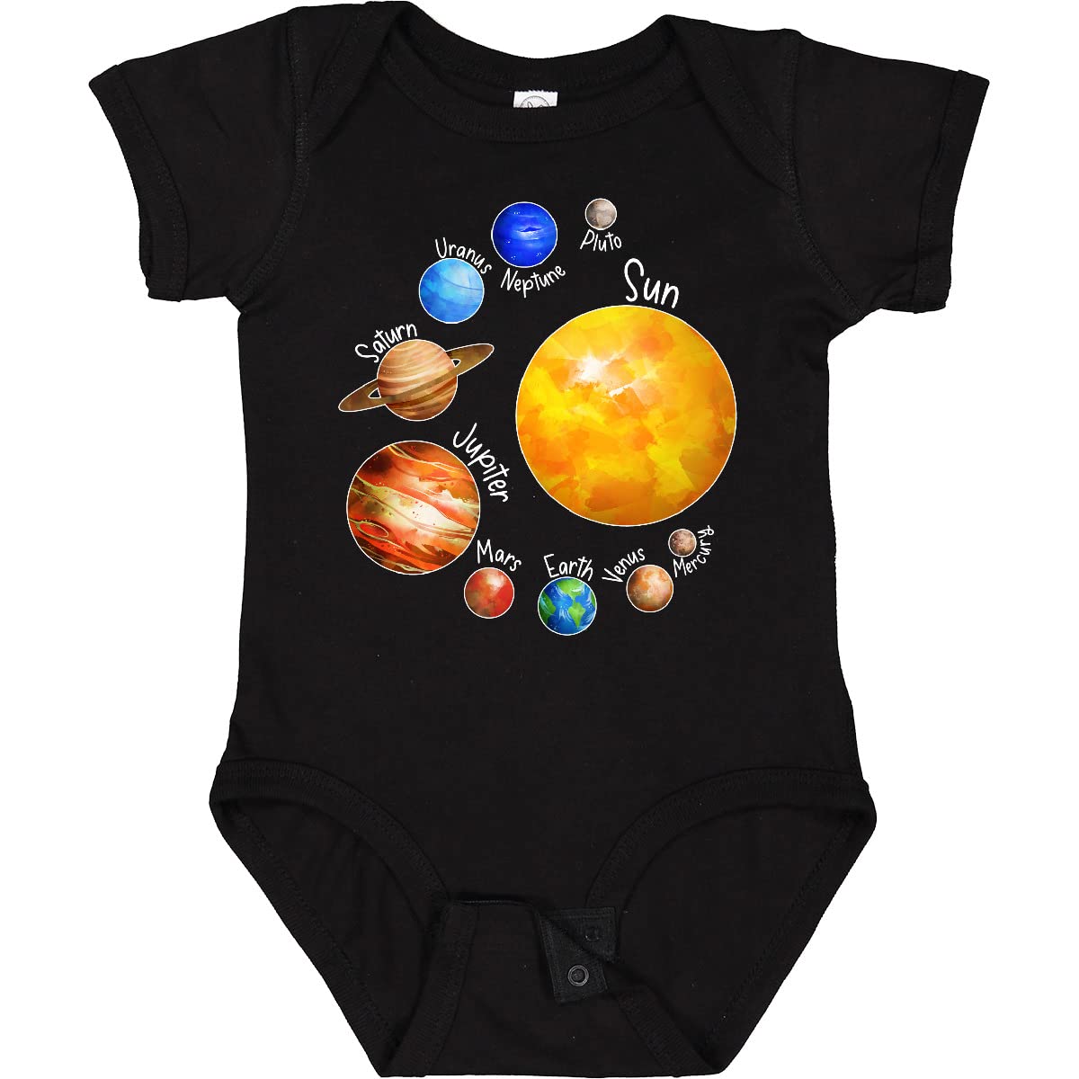 Inktastic Sun and Planets Baby Bodysuit - Cute Solar System Outfit for Infants | Perfect for Space-Themed Parties, Astronomy Lovers & Everyday Play
