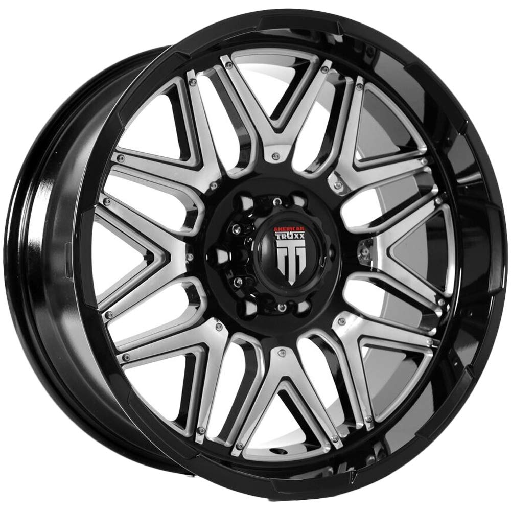AT151-2973M0 Matte Black 20x9 Wheels - 5x127 Bolt Pattern, 0mm Offset, 78.1mm Bore - Perfect for Trucks & SUVs - Durable Matte Black Finish with Chrome Inserts for Off-Road & Street Performance