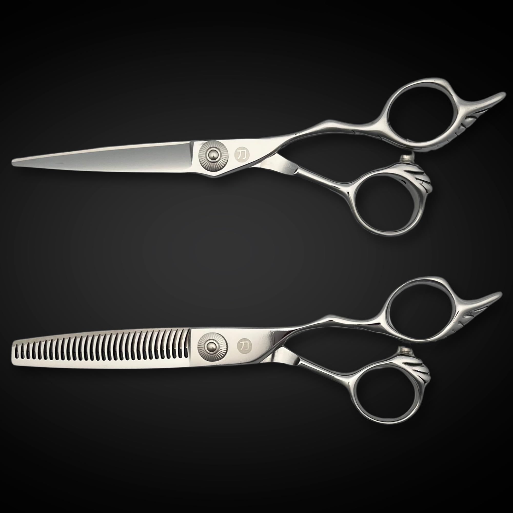 Saki Tsuru Professional Hair Cutting Scissors - 6 Inch Japanese Steel Barber Shears for Stylists - Adjustable Tension Thumb Screw - Perfect for Salon, Home Haircuts & Styling (Set of 2)