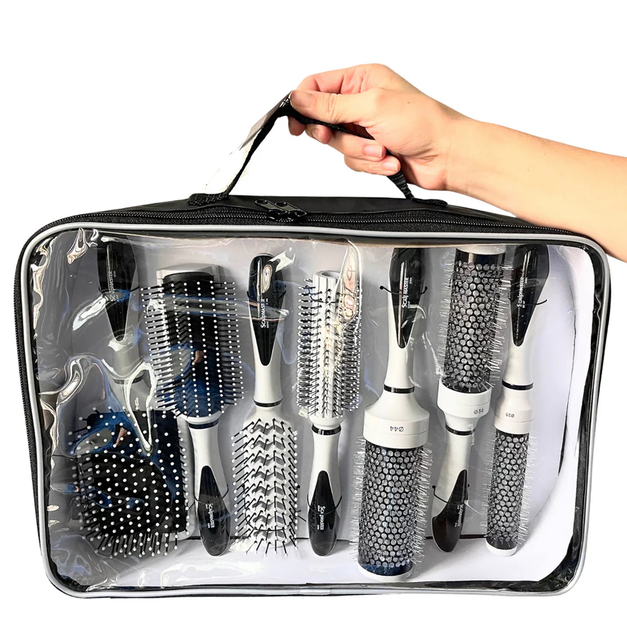 Scalpmaster 7-Piece Ceramic Thermal Rounded Paddle Brush Set for Curly Hair - Professional Styling Tools for Salon & Home Use