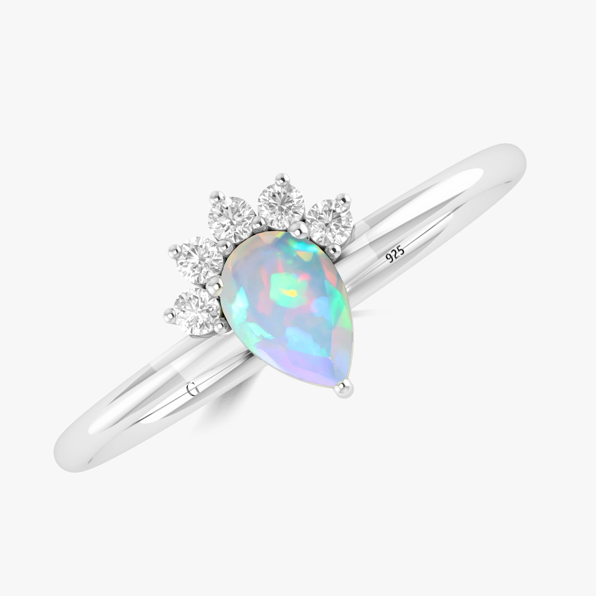 Fire White Opal Pear Gemstone Ring – Elegant Handmade Jewelry for Women, Dainty Pear-Shaped Opal Ring, Perfect for Engagement, Wedding, Anniversary & Special Occasions
