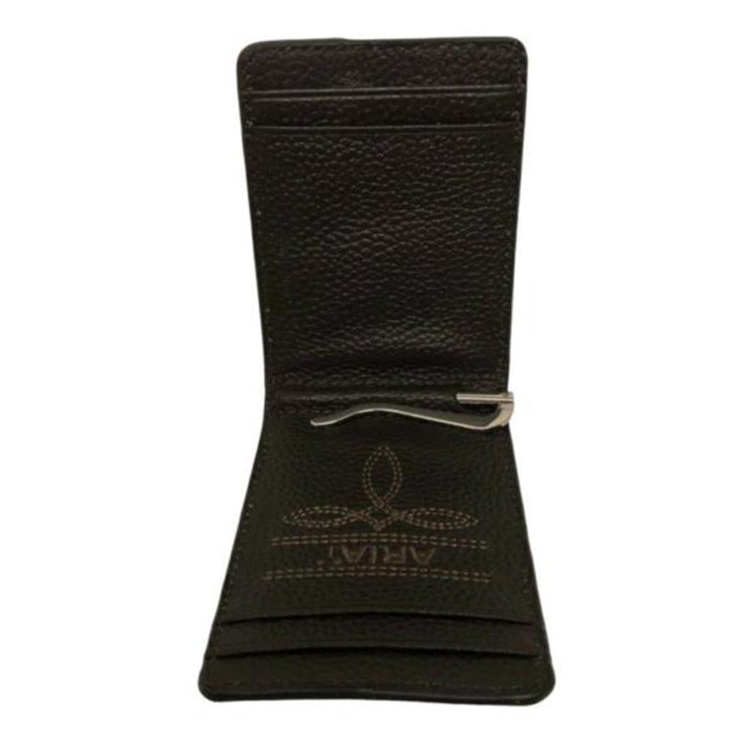 Ariat Western Money Clip Wallet - Genuine Leather Bifold Wallet for Men - Perfect for Cash, Cards & ID - Ideal for Cowboy Boots, Rodeo & Western Style Outfits