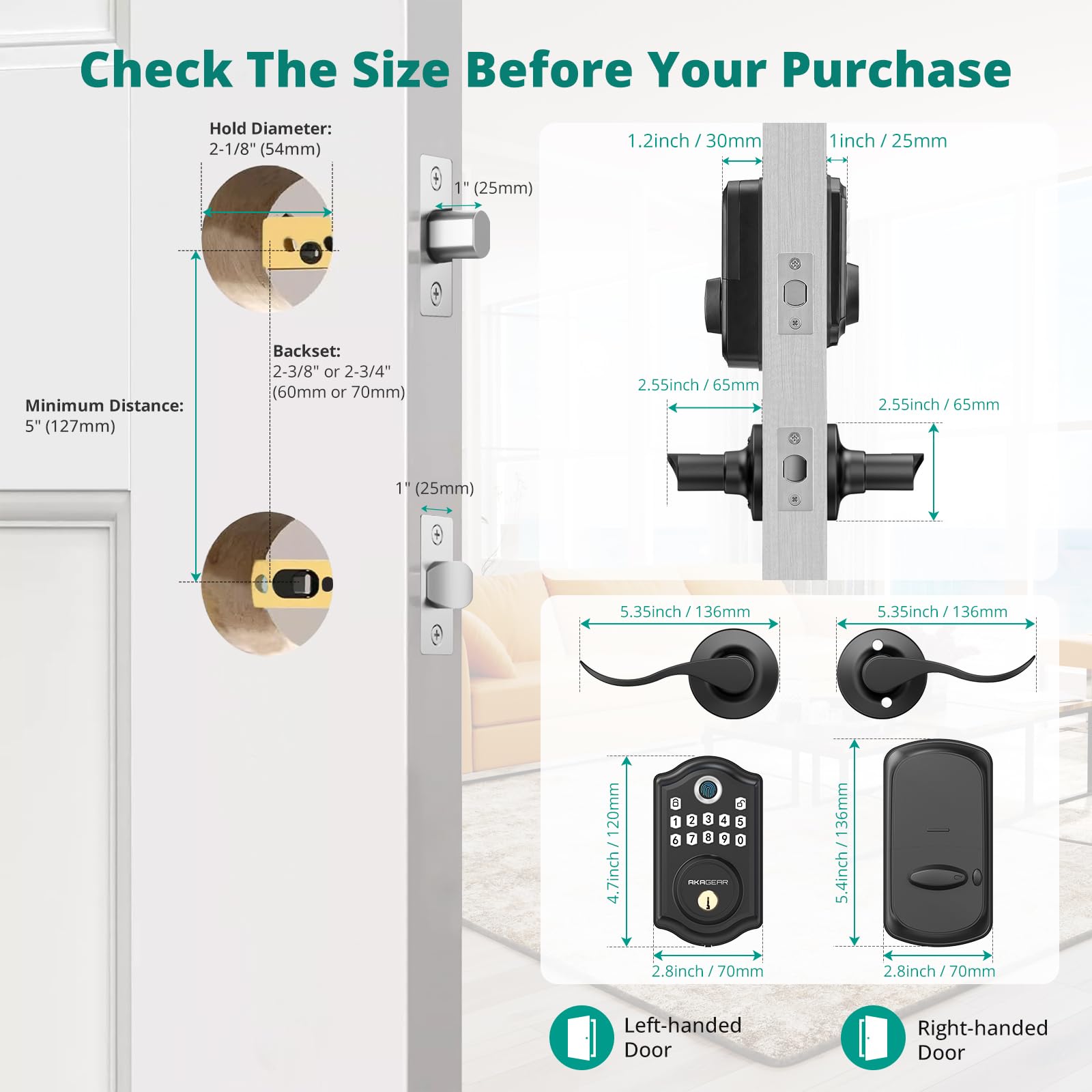Smart Keyless Entry Door Lock with Fingerprint & Keypad - 2 Lever Handles, Electronic Deadbolt, Auto-Lock Feature for Front Door Security | Easy DIY Installation | Perfect for Homes, Apartments & Vacation Rentals