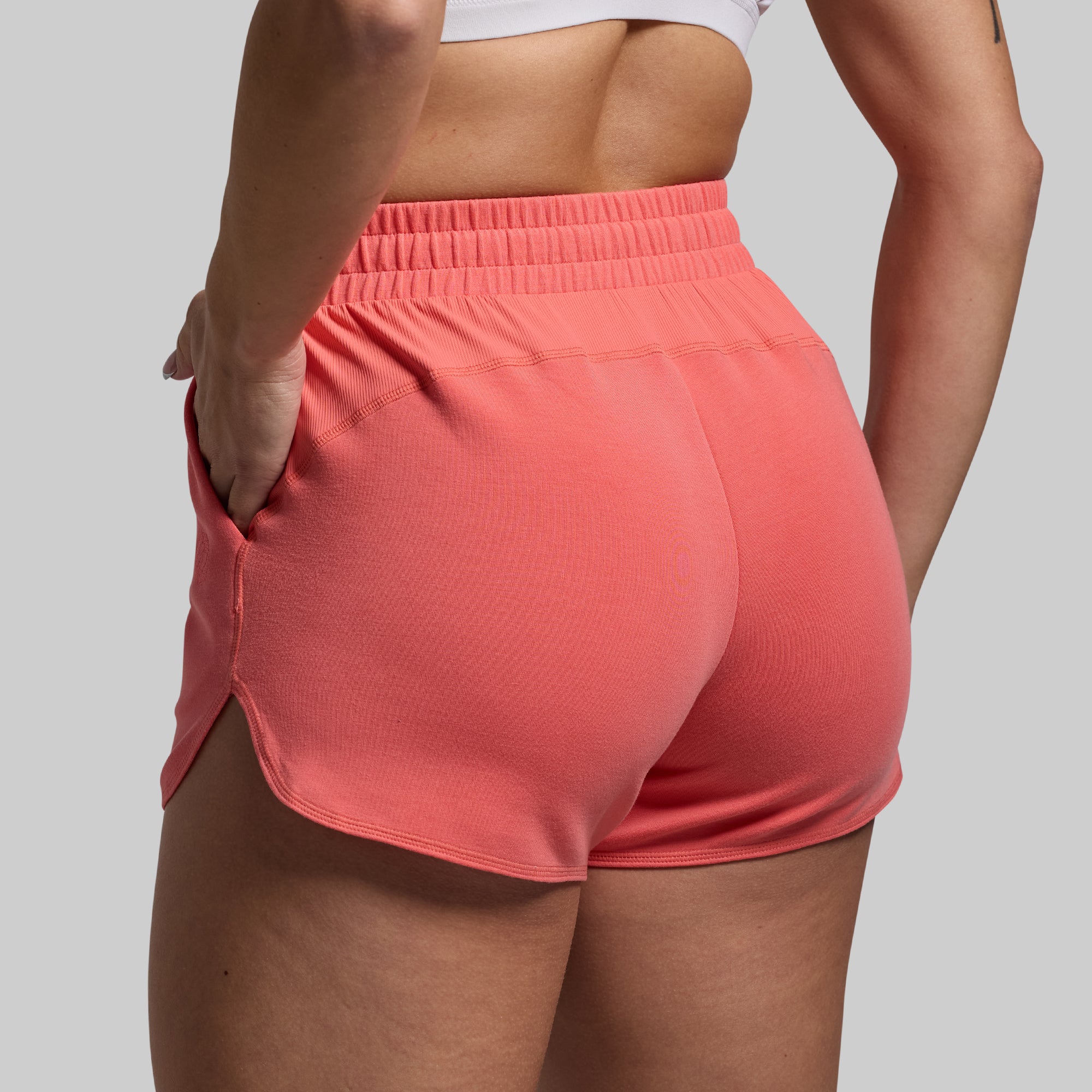 Lounge Lux Shorts in Hot Peach - Soft & Comfortable Women's Casual Shorts for Home, Yoga, and Relaxation
