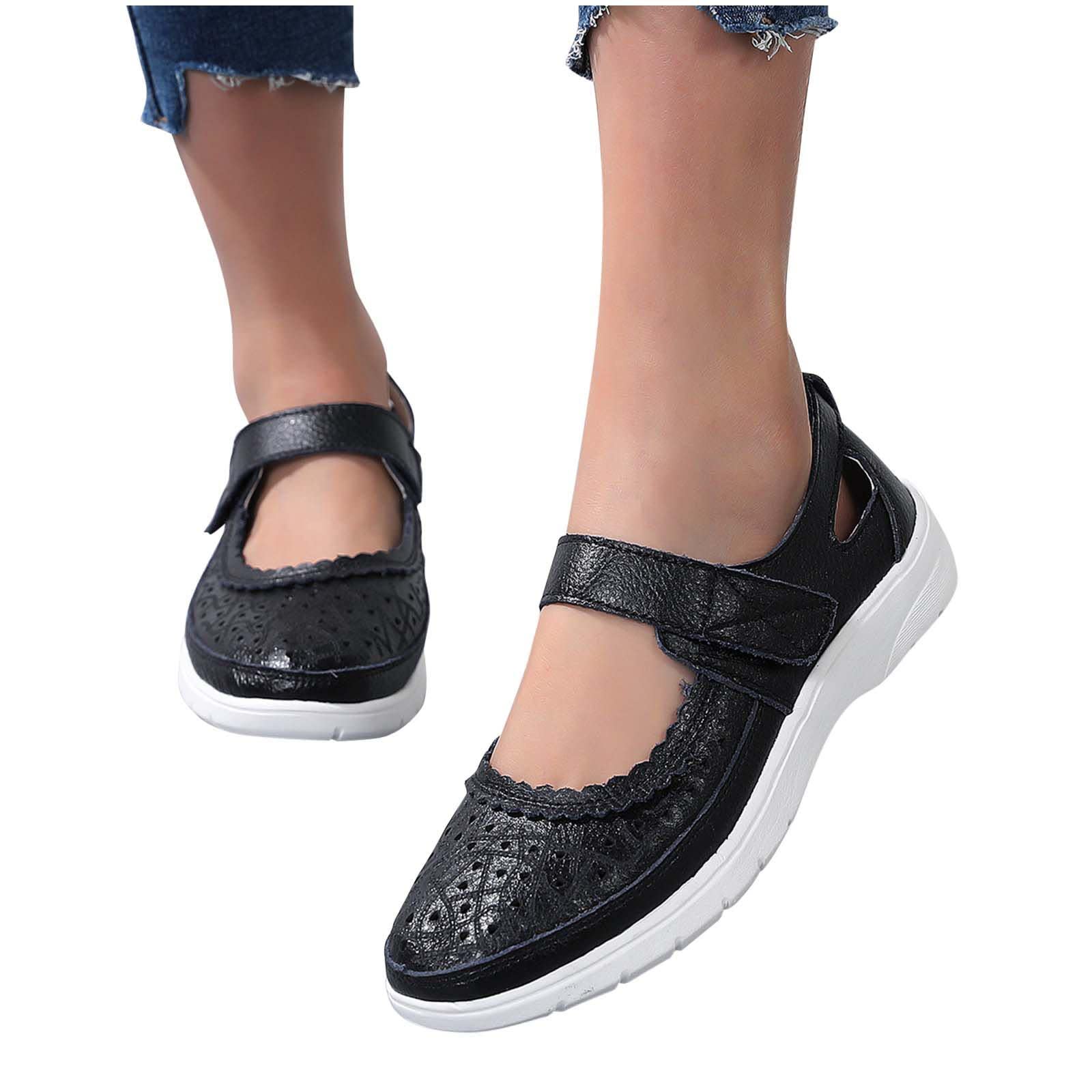 Women's Breathable Hollow Flat Comfortable Casual Pea Shoes - Summer Slip-On Nurse Shoes for Women with Ventilation Holes | Perfect for Nursing, Walking, and Everyday Wear