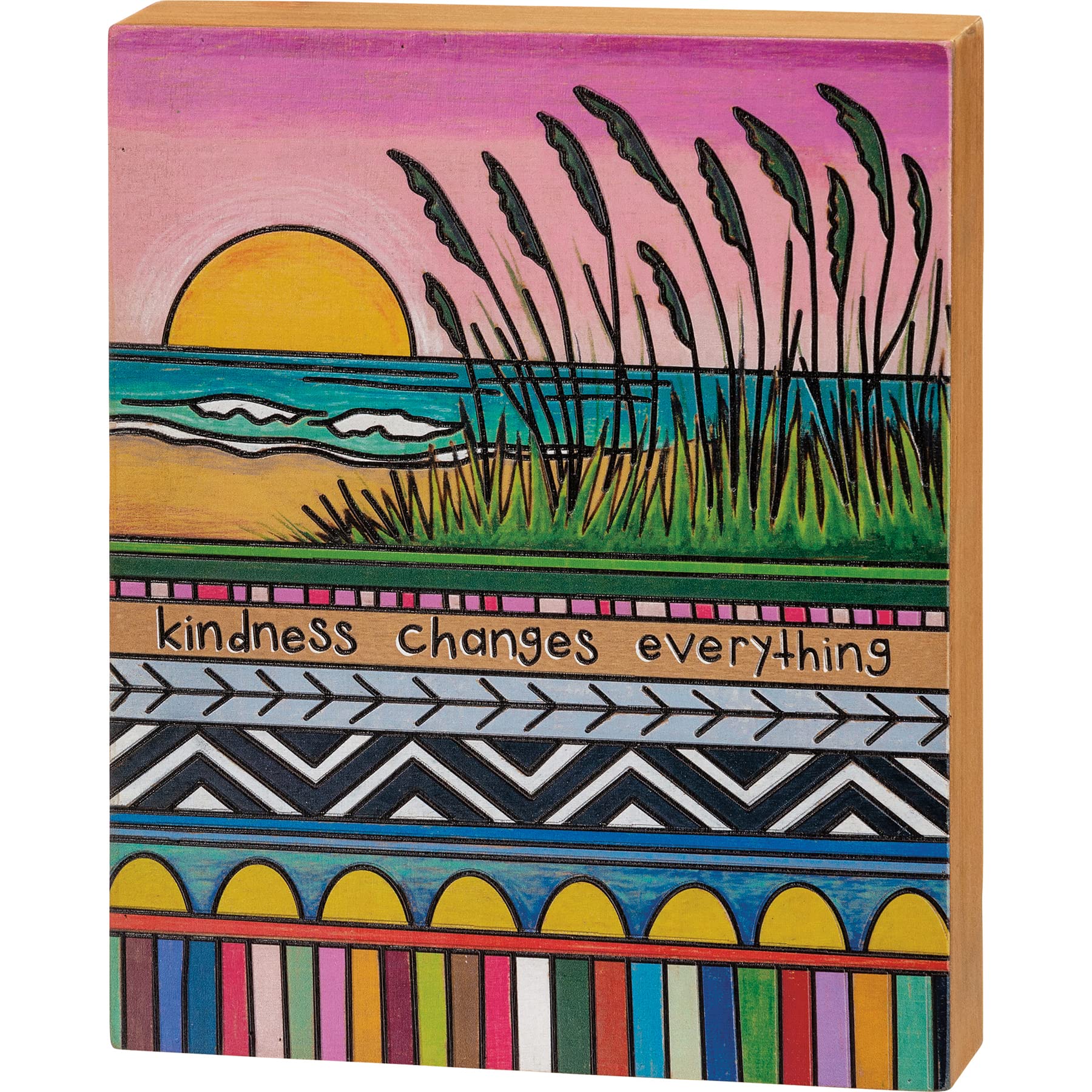 Box Sign - Kindness Changes Everything - Inspirational Wooden Home Decor for Living Room, Bedroom & Office